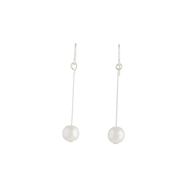 Fine Silver Pin & Pearl Drop Earrings