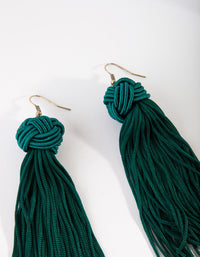 Emerald Green Plait Ball Tassel Earrings - link has visual effect only