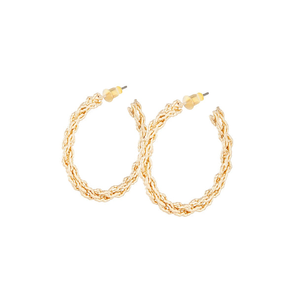 Gold Texture Twist Hoop Earrings