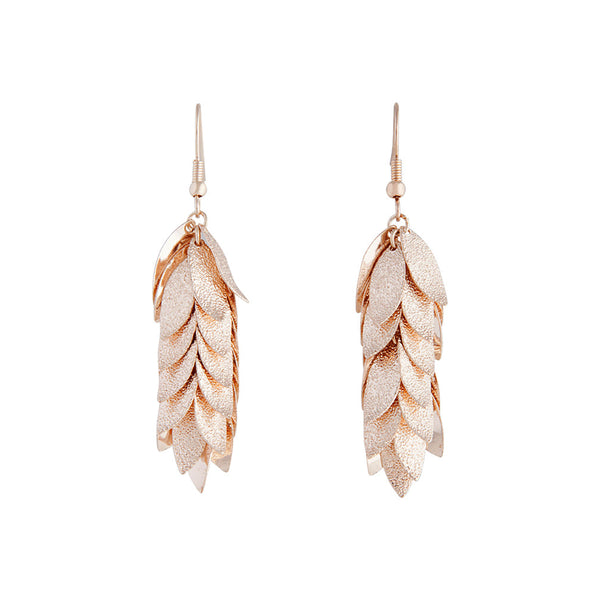 Rose Gold Layered Leaves Earrings