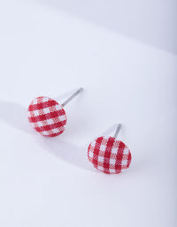 Red Gingham Button Earrings - link has visual effect only