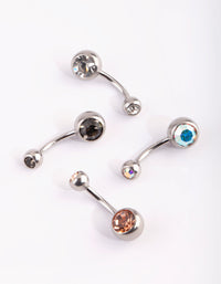 Surgical Steel Diamante Belly Ring 4-Pack - link has visual effect only
