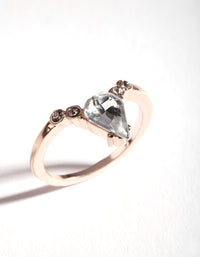 Rose Gold Crystal V-Shaped Ring - link has visual effect only