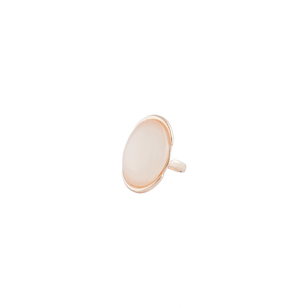 Peach Oval Stone Rose Gold Ring