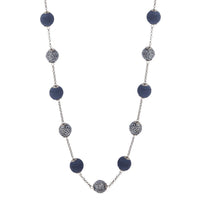 Navy Gunmetal Wrapped Bead Station Necklace - link has visual effect only