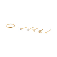 Gold Mixed Nose Piercing 6-Pack - link has visual effect only
