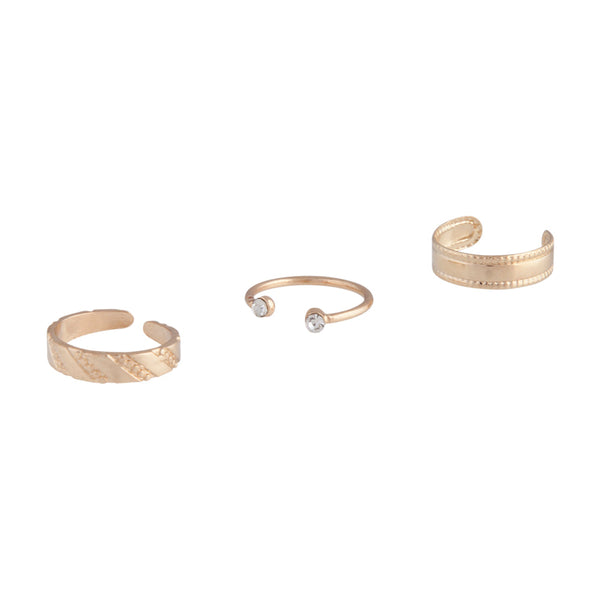 Gold Open Diamante Toe Ring Pack