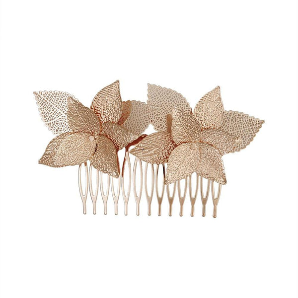 Rose Gold Layered Flower Comb