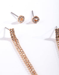 Gold Stud Drop Chain Earrings - link has visual effect only