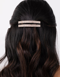 Rose Gold Double Diamante Barrette - link has visual effect only
