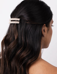 Rose Gold Double Diamante Barrette - link has visual effect only