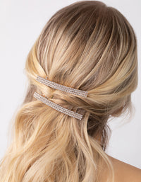 Rose Gold Double Diamante Barrette - link has visual effect only