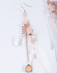 Rose Gold Feather Diamante Drop Earrings - link has visual effect only