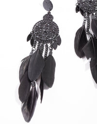 Black Filigree Cascading Feather Earrings - link has visual effect only