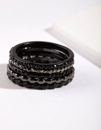 Black Fine Diamante Ring Stack - link has visual effect only