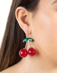 Red Gold Cherry Drop Earrings - link has visual effect only