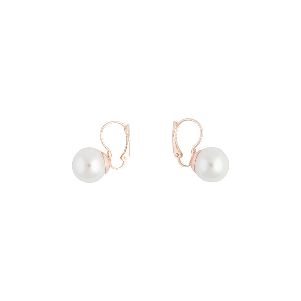 Rose Gold Pearl Loop Clip Earrings