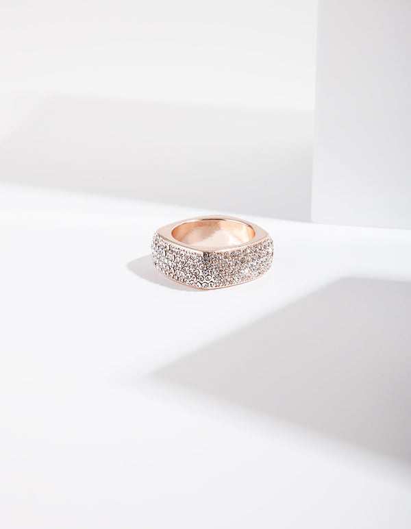 Rose Gold Rounded Square Pave Ring