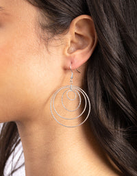 Silver Diamond Cut Four Row Hoop Earrings - link has visual effect only