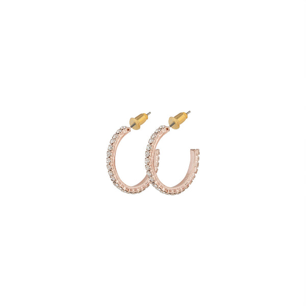 Rose Gold Diamante Stud Hoop Earrings