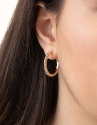 Rose Gold Diamante Stud Hoop Earrings - link has visual effect only