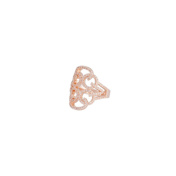 Rose Gold Cubic Zirconia Filigree Loop Ring