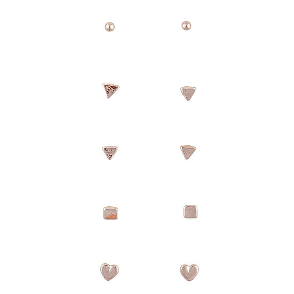 Rose Gold Micro Stud 5-Pack Earring