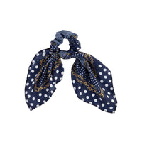 Blue Chain White Dot Scarf Scrunchie - link has visual effect only
