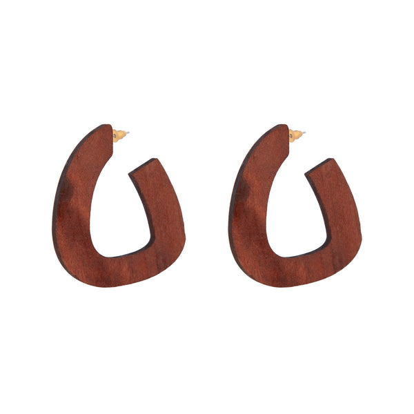 Wood Irregular Hoop Earrings