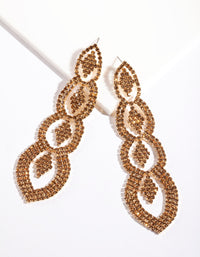 Brown Gold Diamante Drop Earrings - link has visual effect only