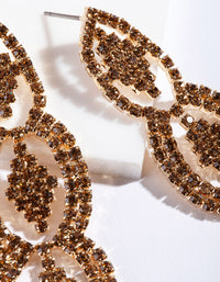 Brown Gold Diamante Drop Earrings - link has visual effect only