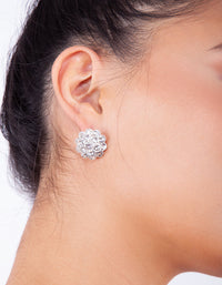 Silver Double Diamante Flower Earrings - link has visual effect only
