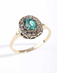 Gold Green Oval Engagement Ring - link has visual effect only