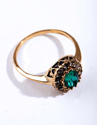 Gold Green Oval Engagement Ring - link has visual effect only