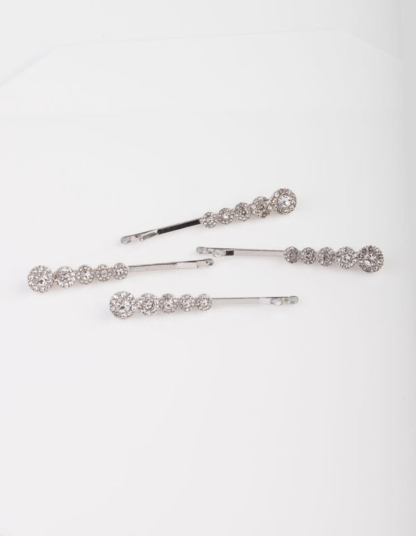 Graduated Diamante Stones Hair Pin 4-Pack