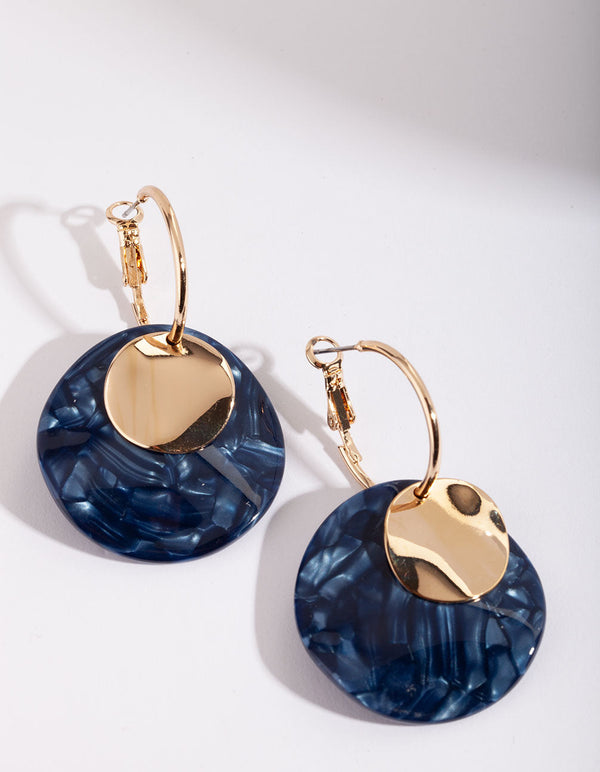 Blue Wavy Acrylic Hoop Earrings