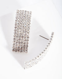 Silver Long Curve Diamante Earrings - link has visual effect only