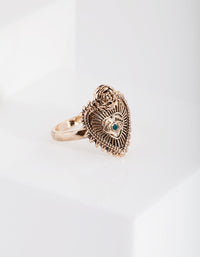 Antique Gold Spiked Heart Ring - link has visual effect only