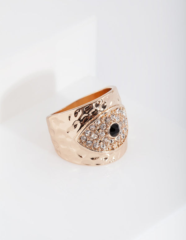 Gold Diamante Eye Band Ring