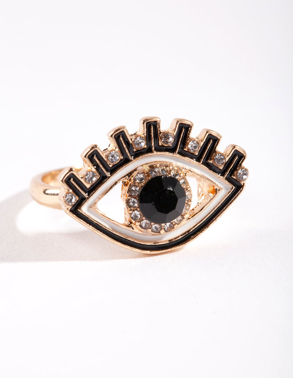 Black Eyelash Evil Eye Ring