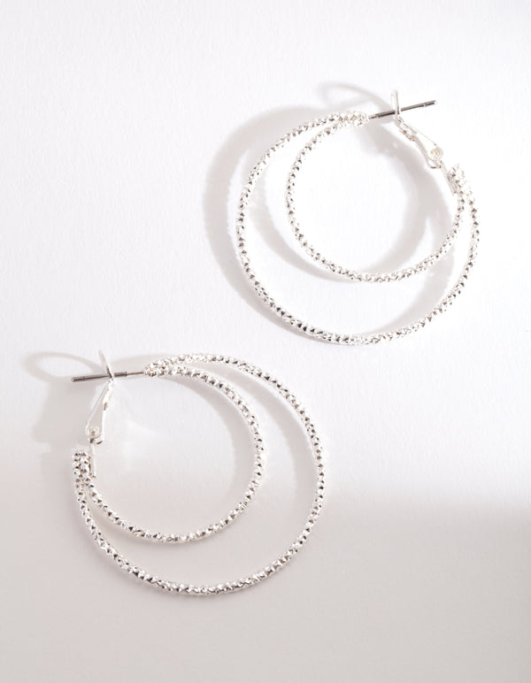 Silver Diacut Hoop Earrings