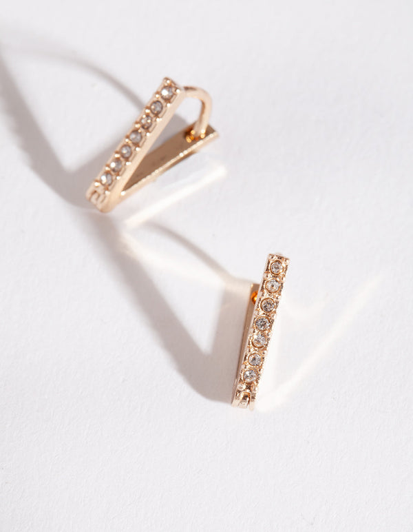 Gold Geometric Diamante Huggie Earrings