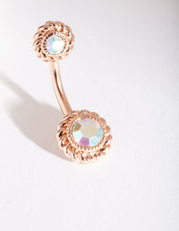 Rose Gold Surgical Steel Reflective Gem Belly Bar - link has visual effect only