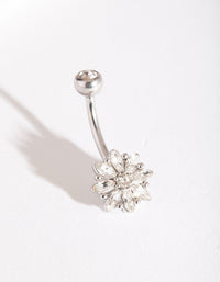 Silver Surgical Steel Floral Gem Belly Bar - link has visual effect only