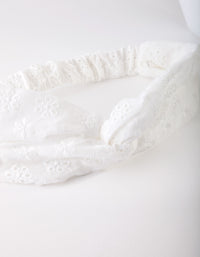 White Broderie Fabric Headband - link has visual effect only