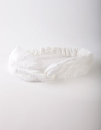 White Broderie Fabric Headband - link has visual effect only