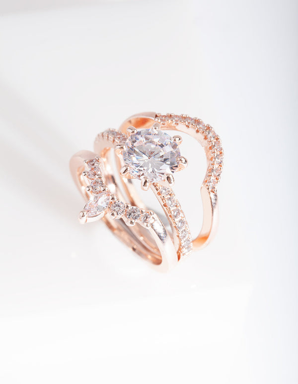 Rose Gold Cubic Zirconia Engagement Stack