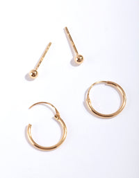 Gold Plated Sterling Silver Stud Hoop Pack - link has visual effect only
