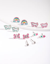 Kids Multi Unicorn Stud Earring 6-Pack - link has visual effect only