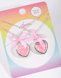 Kids Glitter Heart Friend Necklace Set - link has visual effect only